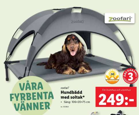 zoofari Hundbädd med soltak