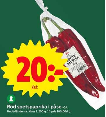 Röd Spetspaprika i Påse