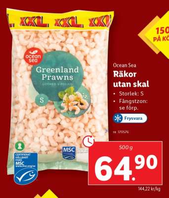 Ocean Sea Räkor utan skal