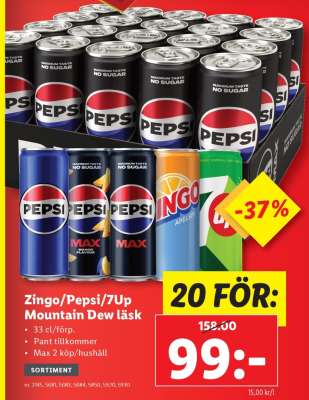 Zingo/Pepsi/7Up/Mountain Dew läsk