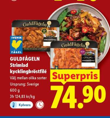 Guldfågeln strimlad kycklingbröstfilé