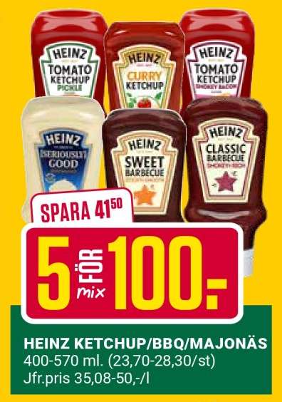 HEINZ KETCHUP/BBQ/MAJONÄS