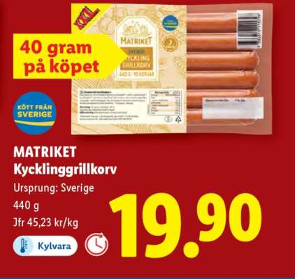 MATRIKET Kycklinggrillkorv