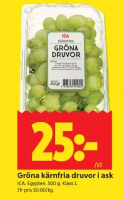 GRÖNA KÄRNFRIA DRUVOR I ASK