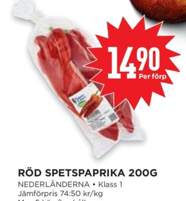 Röd Spetspaprika 200g