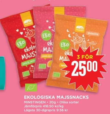 EKOLOGISKA MAJSSNACKS