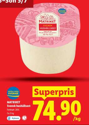 Matriket Svensk hushållsost