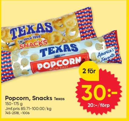 Popcorn, Snacks Texas