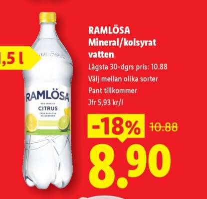 RAMLÖSA Mineral/kolsyrat vatten