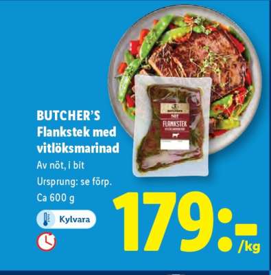 BUTCHER’S Flankstek med vitlöksmarinad
