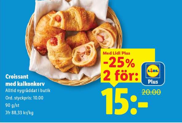 Croissant med kalkonkorv