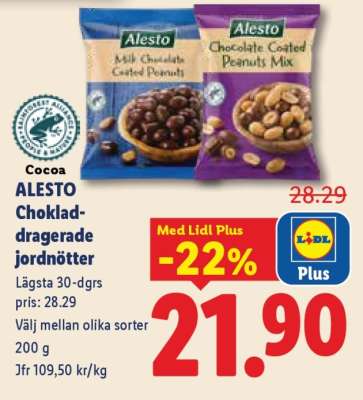 ALESTO Chokladdragerade jordnötter