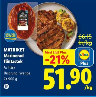 MATRIKET Marinerad flintastek