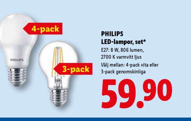 PHILIPS LED-lampor, set