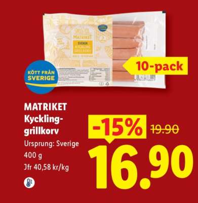 MATRIKET Kycklinggrillkorv