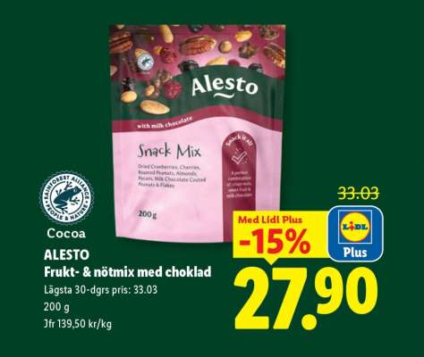 ALESTO Frukt- & nötmix med choklad