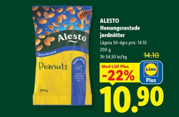 ALESTO Honungsrostade jordnötter
