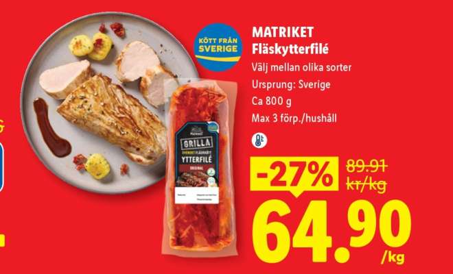 Matriket Fläskytterfilé