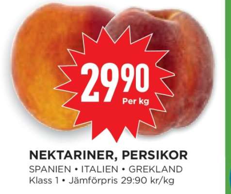 Nektariner, Persikor