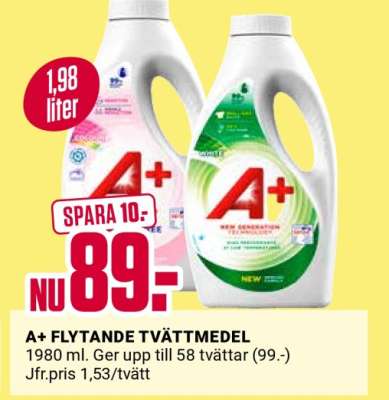 A+ FLYTANDE TVÄTTMEDEL