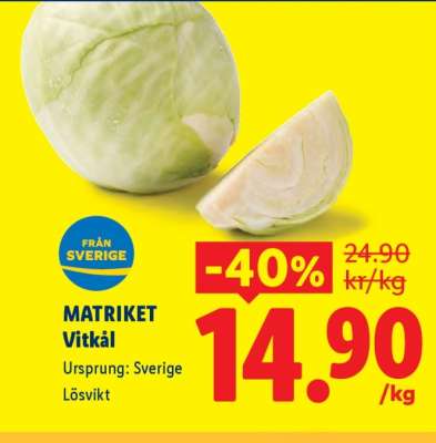 Matriket Vitkål