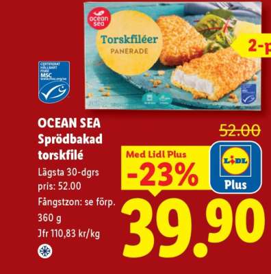 OCEAN SEA Sprödbakad torskfilé