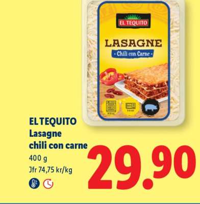 EL TEQUITO Lasagne chili con carne