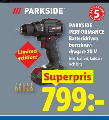 PARKSIDE PERFORMANCE Batteridriven borrskruvdragare 20 V