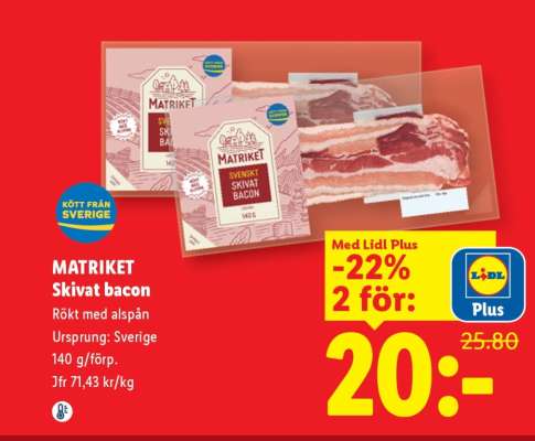 MATRIKET Skivat bacon