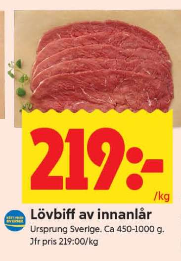 Lövbiff av innanlår