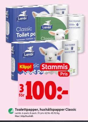 Toalettpapper, Hushållspapper Classic