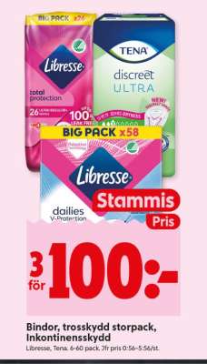 Bindor, trosskydd storpack, inkontinensskydd