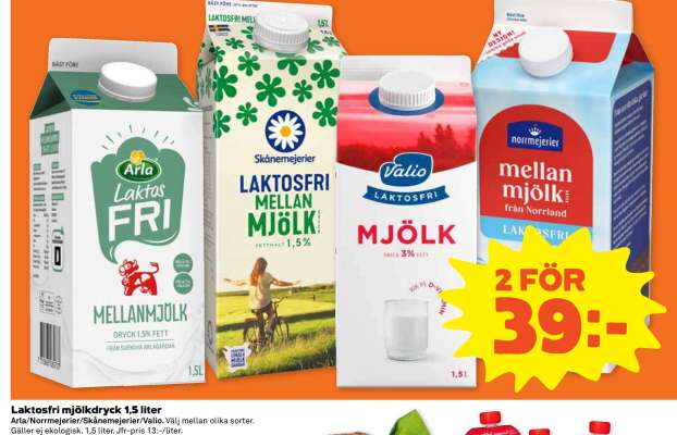 Laktosfri mjölkdryck 1,5 liter