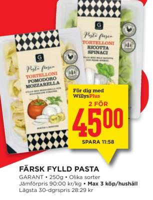 Färsk fylld pasta