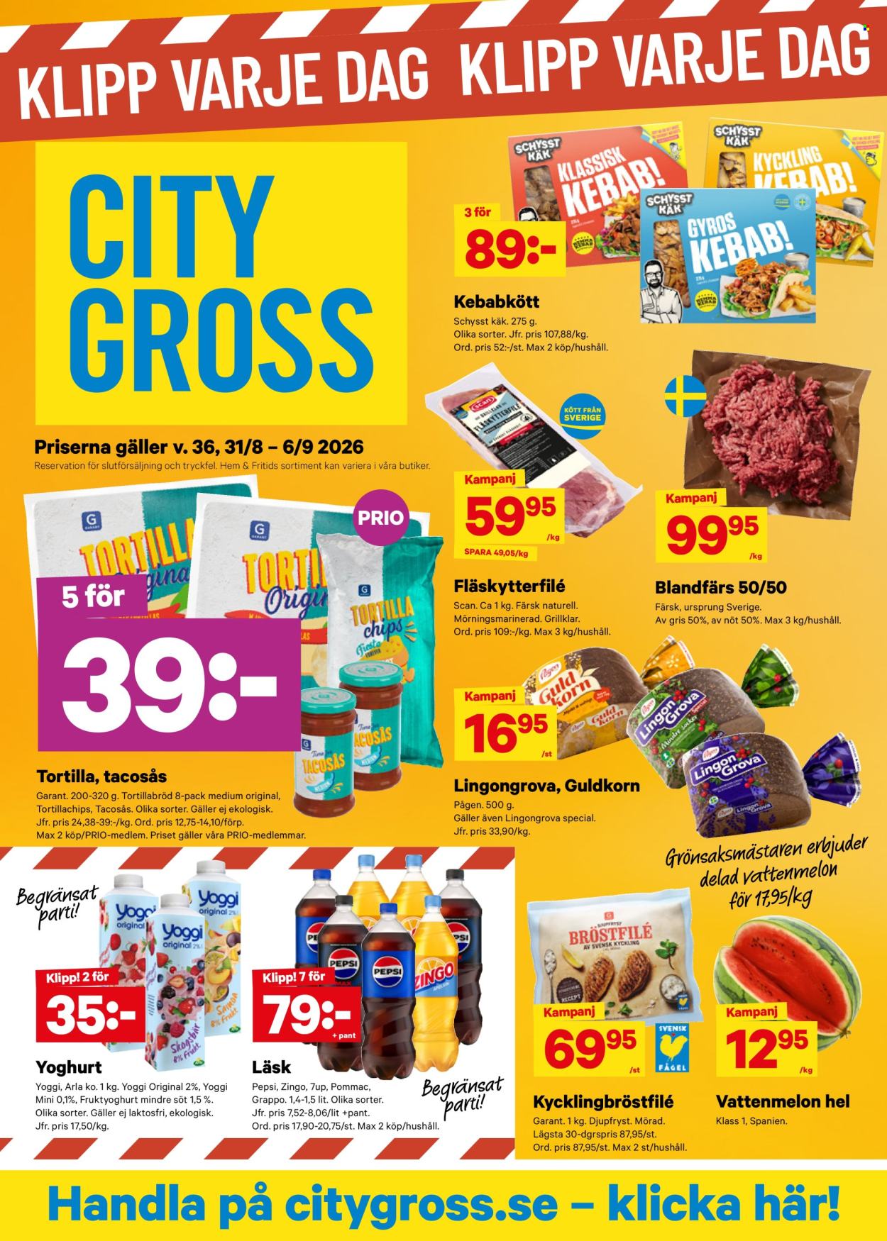 City Gross reklamblad - 31/8 2026 - 6/9 2026. Sida 1