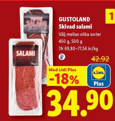 GUSTOLAND Skivad salami