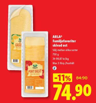 Arla Familjefavoriter skivad ost