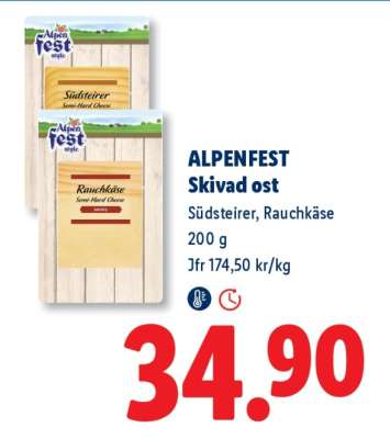 Alpenfest Skivad ost