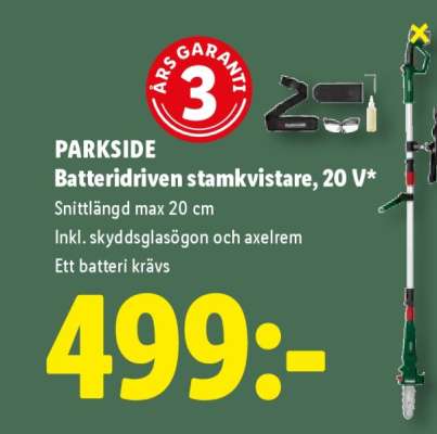 PARKSIDE Batteridriven stamkvistare, 20 V