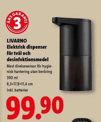 LIVARNO Elektrisk dispenser för tvål och desinfektionsmedel
