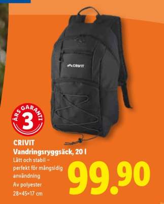 CRIVIT Vandringsryggsäck, 20 l