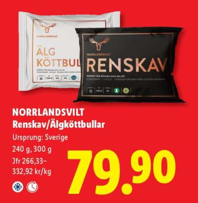 NORRLANDSVILT Renskav/Älgköttbullar