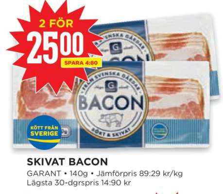 Skivat bacon