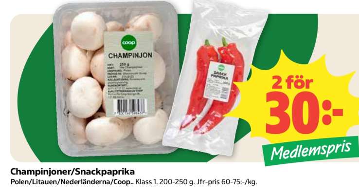 Champinjoner/Snackpaprika