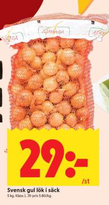Svensk gul lök i säck