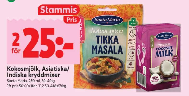 Kokosmjölk, Asiatisk/Indiska kryddmixer