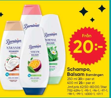 Schampo, Balsam Barnängen