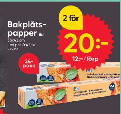 Bakplåtspapper iisi