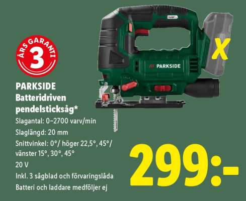 PARKSIDE Batteridriven pendelsticksåg