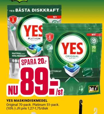 YES maskindiskmedel